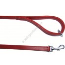 Ace Matching Red Leather Lead with a PADDED leather handle ~ length 44"